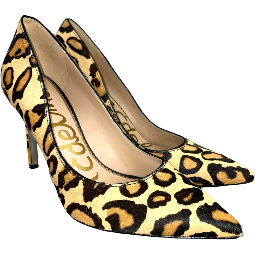 Sam Edelman Women's Hazel Calf Hair Animal Print Pointed Toe Heel Size 7 M